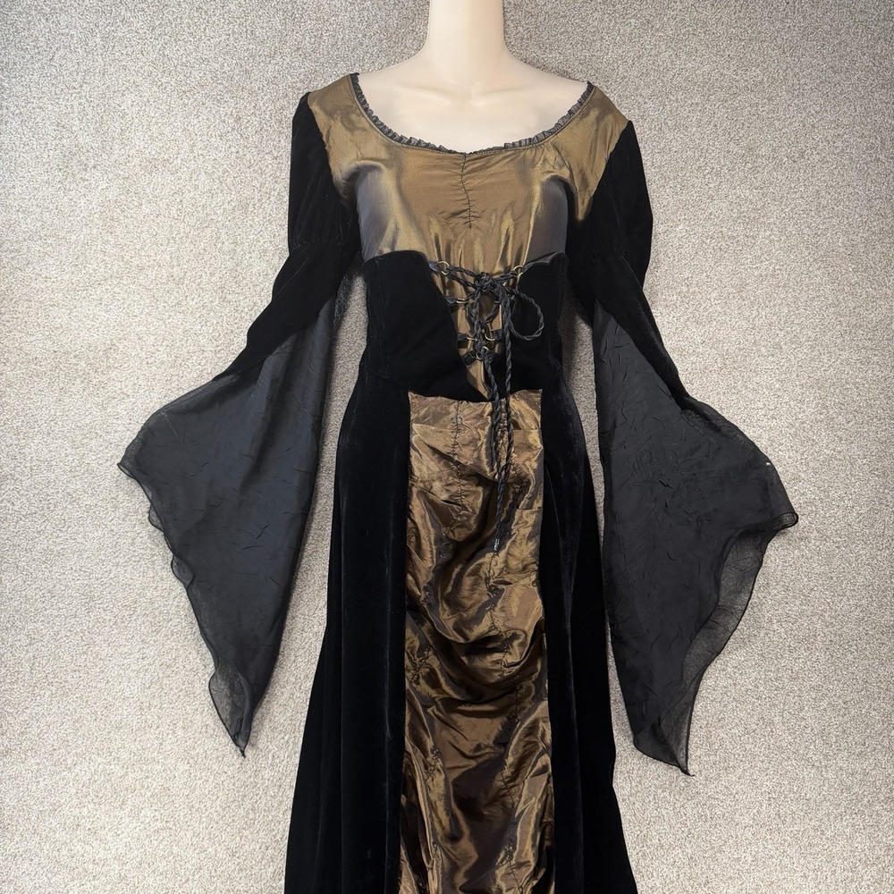 Corset Gothic Vampire Renaissance Medieval Costume Dress Black Bronze Larp M/L